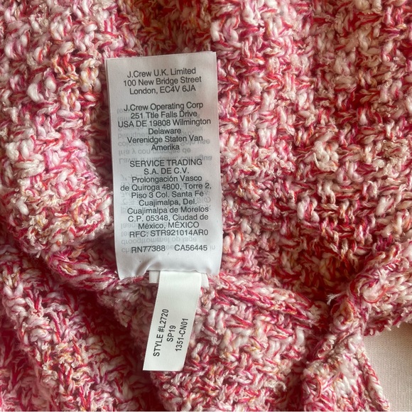 J.Crew Knitted Cardigan Sweater Heather Red White Fringe Pockets Size Small - Picture 9 of 13